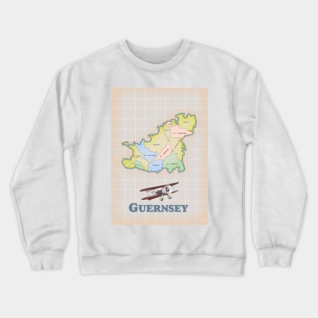 Guernsey vintage map Crewneck Sweatshirt by nickemporium1